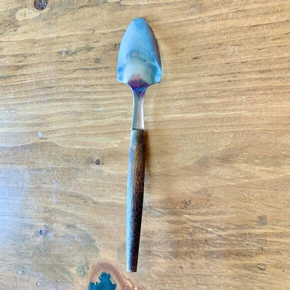Vintage Grapefruit Spoon Wooden Handle Japan Stainless MCM Serrated Spoon - Picture 5 of 9